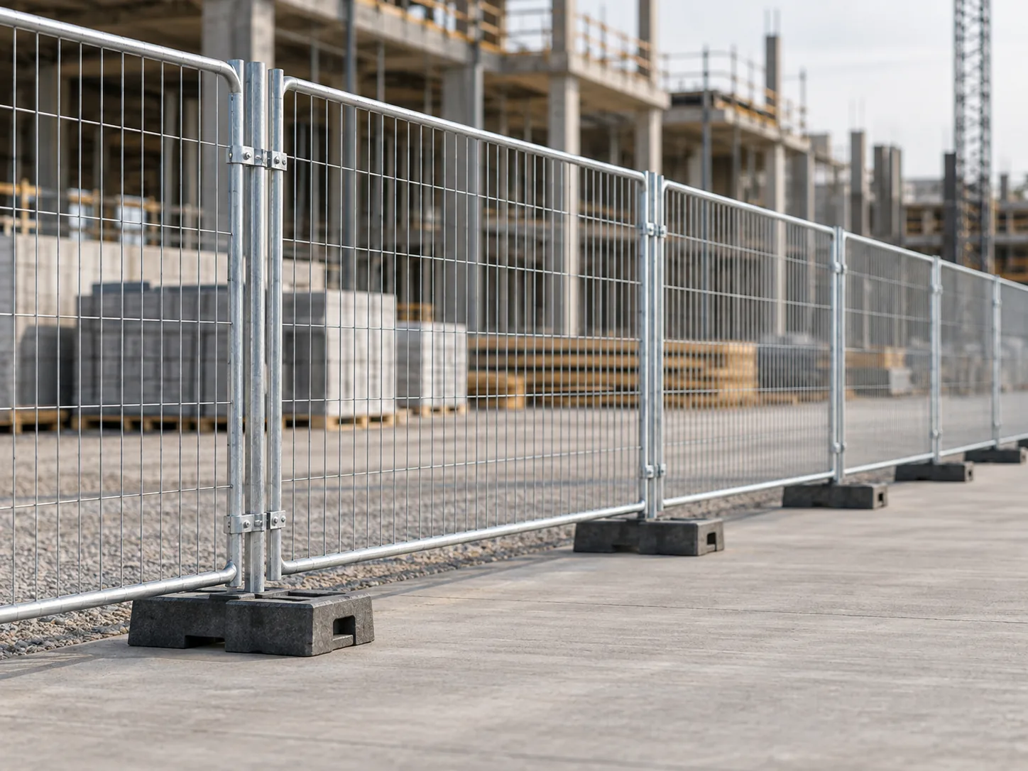 Illustration of temporary fencing around a construction site